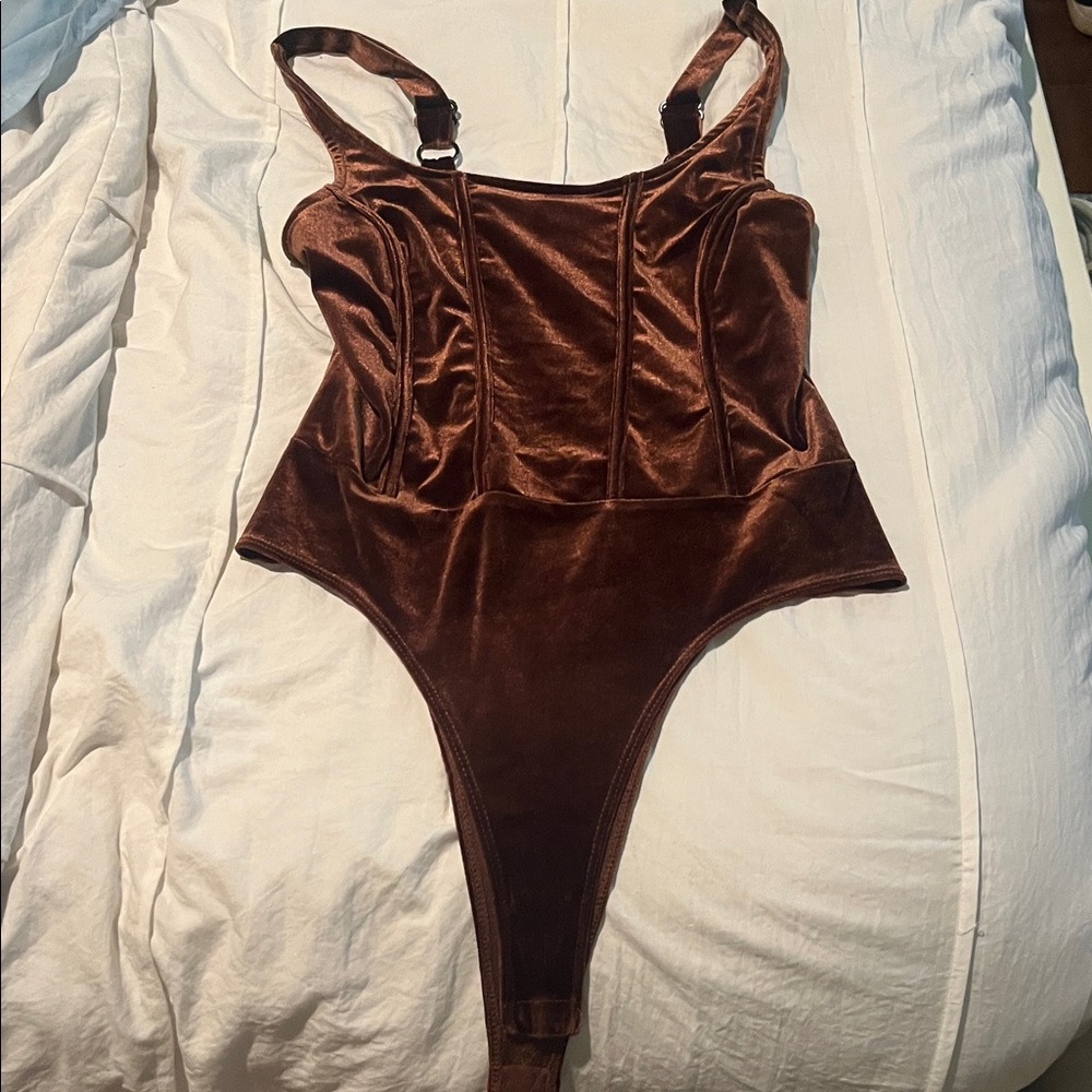 Brown Velvet Bodysuit